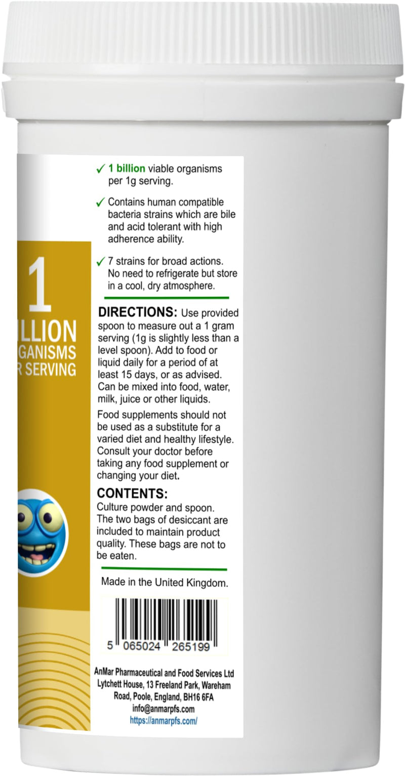 AnMar® Infant TummyTribe Probiotic Powder – Multi-Strain Live Bacteria with FOS – 1 Billion Organisms per Serving – Vegan Children's Probiotic – 60g Powder
