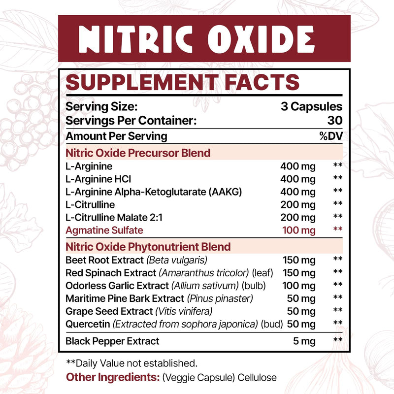 [Australia] - Nitric Oxide Supplement for Men, Nitric Oxide Precursor & Phytonutrient Complex for Heart, Immune- 90 Capsules (2 Pack) 90 Count (Pack of 2) 