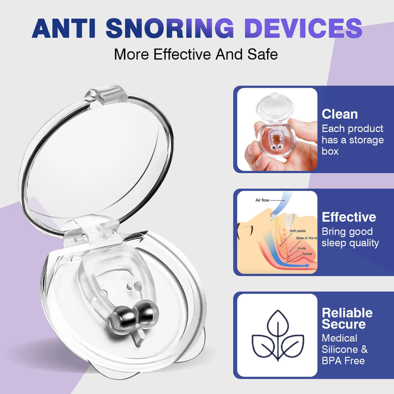 [Australia] - Anti Snoring Devices, Snore Stopper with Adjustable Magnet, Silicone Nose Clip Stop Snoring, Effective to Relieve Snoring, Snoring Solution for Comfortable and Quieter Sleep,White, M 1 White 