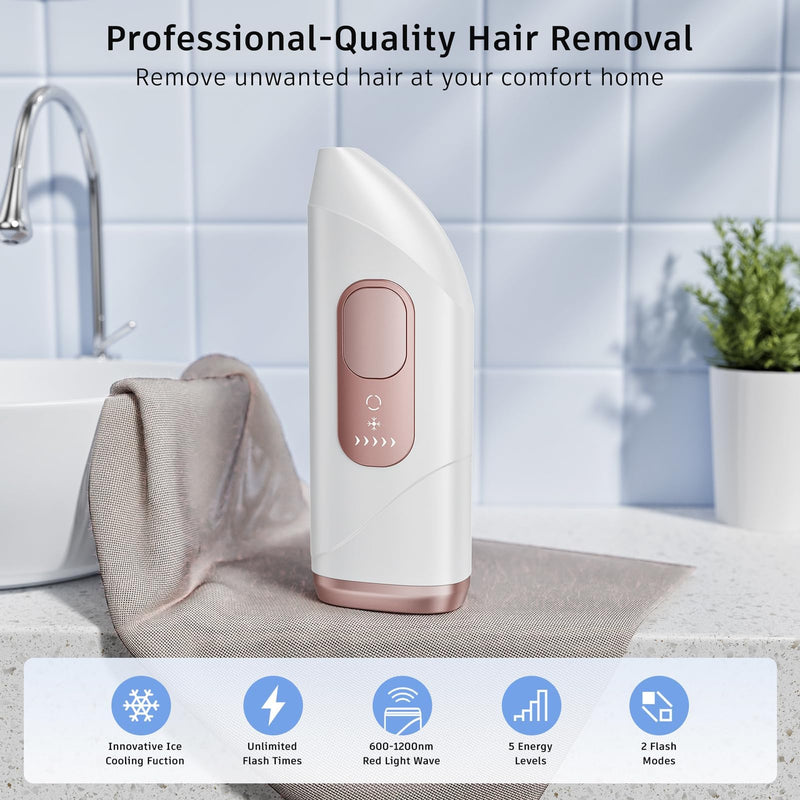[Australia] - Laser Hair Removal,Laser Hair Removal for Women, 999999 Flashes,Hair Removal Device,ipl laser hair removal for Facial Legs Arms Whole Body Use (White-Rose Gold) 