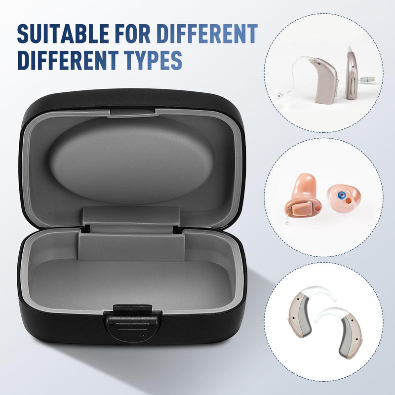 TOYANDONA Hearing Aid Case - Hearing Aid Protection Storage Box, Portable Compact Carrying Box, Shockproof & Water-resistant Organizer for Seniors And Active Users Daily & Travel Use