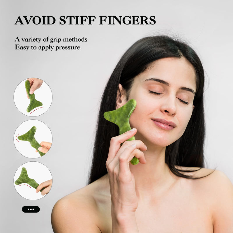 Body Gua Sha Tools，3 in 1 Jade Stone Gua Sha Massage Tool, Large Guasha Muscle Scraper Tools Set, Muscle Scraping Massage Anti Cellulite SPA Acupuncture Tools for Back Leg Lymphatic Drainage