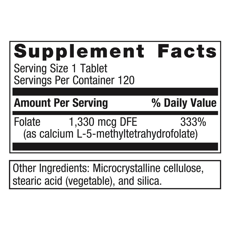 Metagenics FolaPro, L-5-MTHF Folate 1,330 mcg DFE, 120 Tablets | L-5-MTHF Folate 1,330 mcg DFE, Supports Methylation, Homocysteine Metabolism and Cellular Health, Non-GMO, Gluten-Free