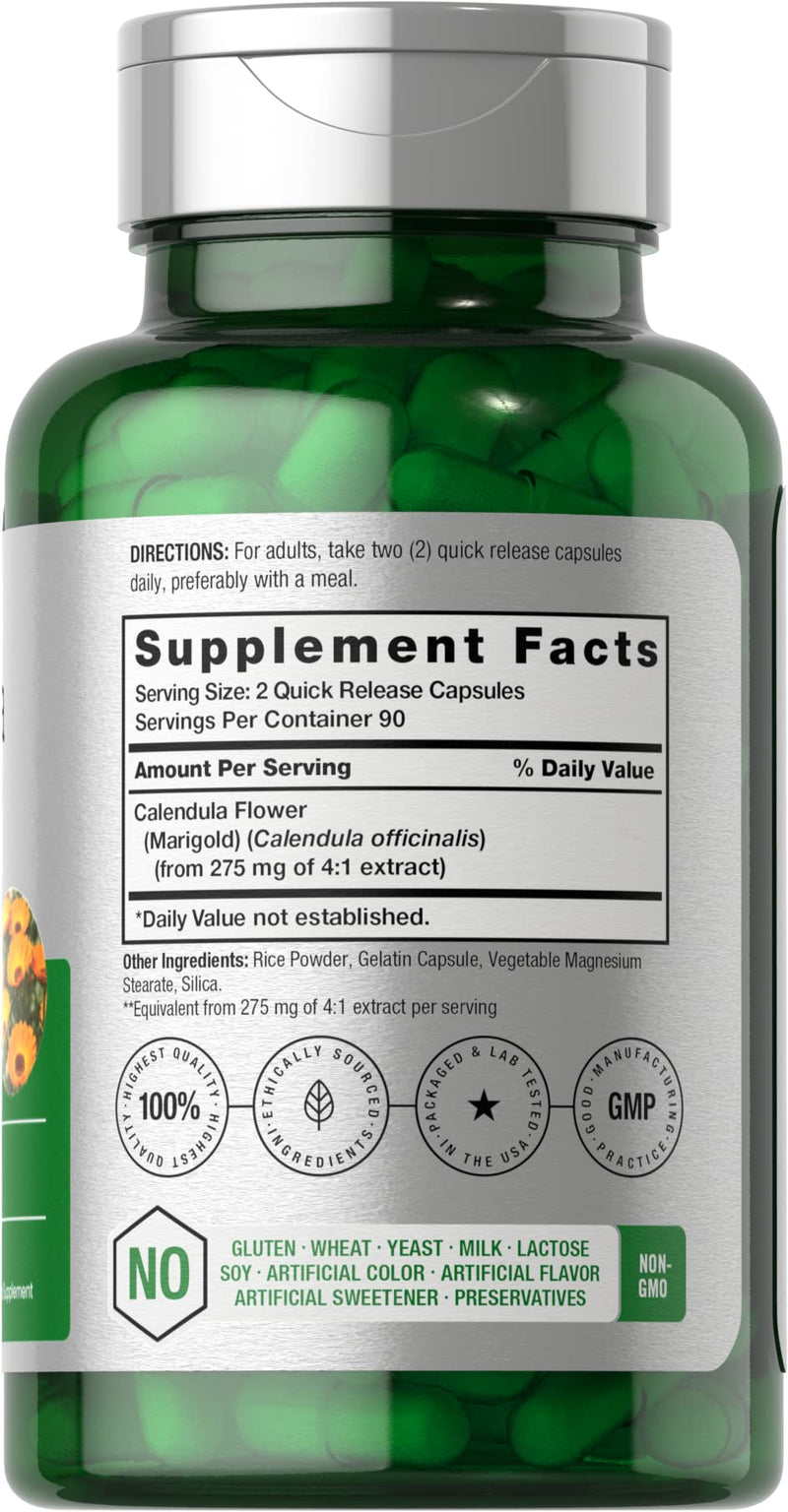 [Australia] - Horb√§ach Calendula Flower Capsules 1100mg | 180 Count | Marigold Extract | Non-GMO, Gluten Free Herbal Supplement 