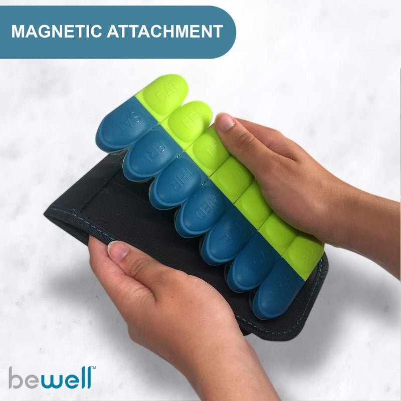 Lewis N. Clark Magnetic Folding Pill Organizer Supplement Case for OTC Medicine, Prescription Vitamins-14 Slots, Turquoise