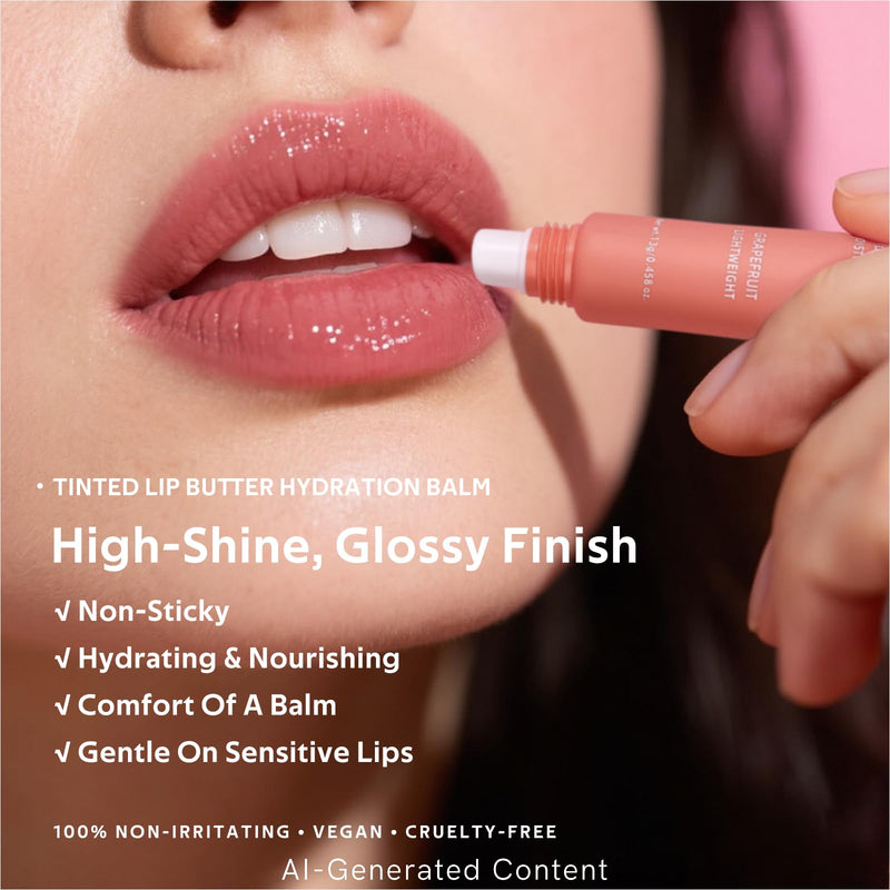 KIMUSE 3 Pack Tinted Lip Balm, Ceramide & Hyaluronic Acid, Glossy Finish | Hydrating Lip Treatment for Instant Moisture, Shine & Hydration, Supple Lips, Vegan, with Hyaluronic Acid & Vitamin E Vanilla & Chocolate & Grapefruit