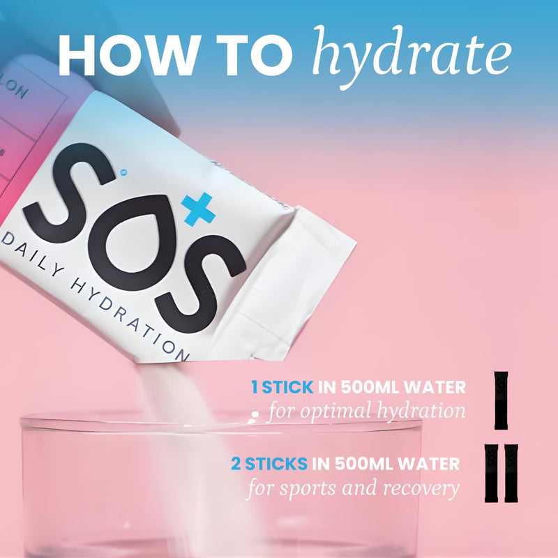 SOS Hydrating Electrolyte Powder (Watermelon Flavour - 24 Servings) Best Fast Acting, Low Calorie Rehydration Sports Drink