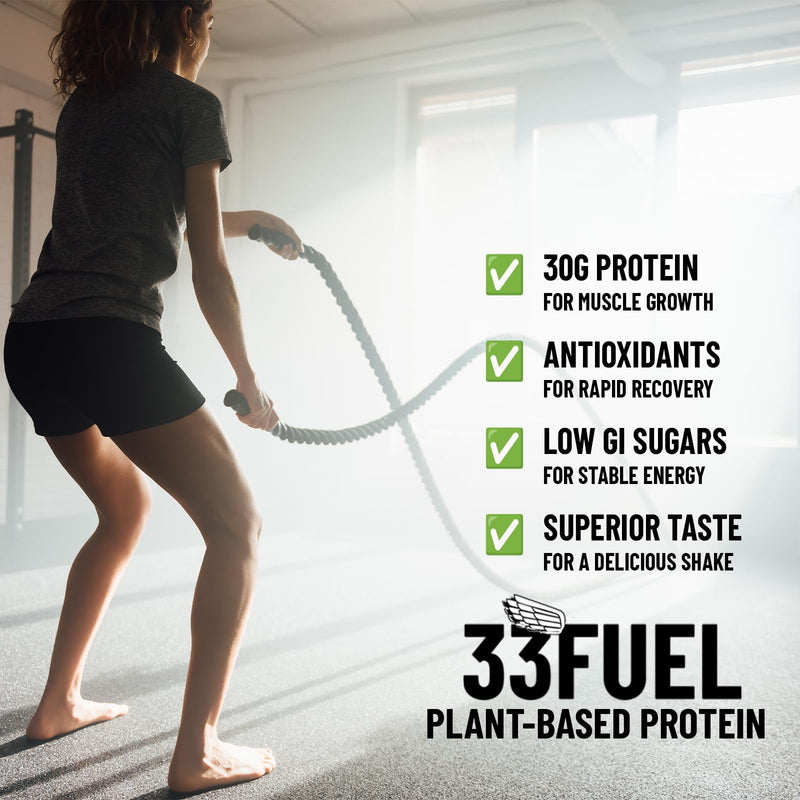 33Fuel Plant-Based Protein Powder – 30g Protein for Muscle Growth, Vegan with Antioxidants for Gut Health – Chocolate Flavour – 582g