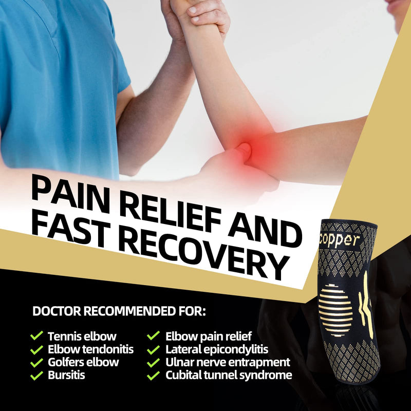 [Australia] - Lusenone Copper Elbow Bandage 2 Pieces - Compression Elbow Bandage for Men and Women - Tennis Elbow Bandage Elbow for Golfer's Elbow, Tendonitis, Sports, Arthritis, Elbow Support M 1 