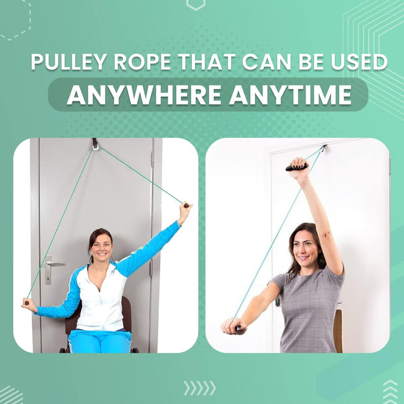 [Australia] - Pulley with Rope and Door Strap, Easy to Use Exercise Equipment for Frozen Shoulder and Hand/Arm Exercise Material Nylon Plastic Colour Green and Black, Smooth Action Pulley 