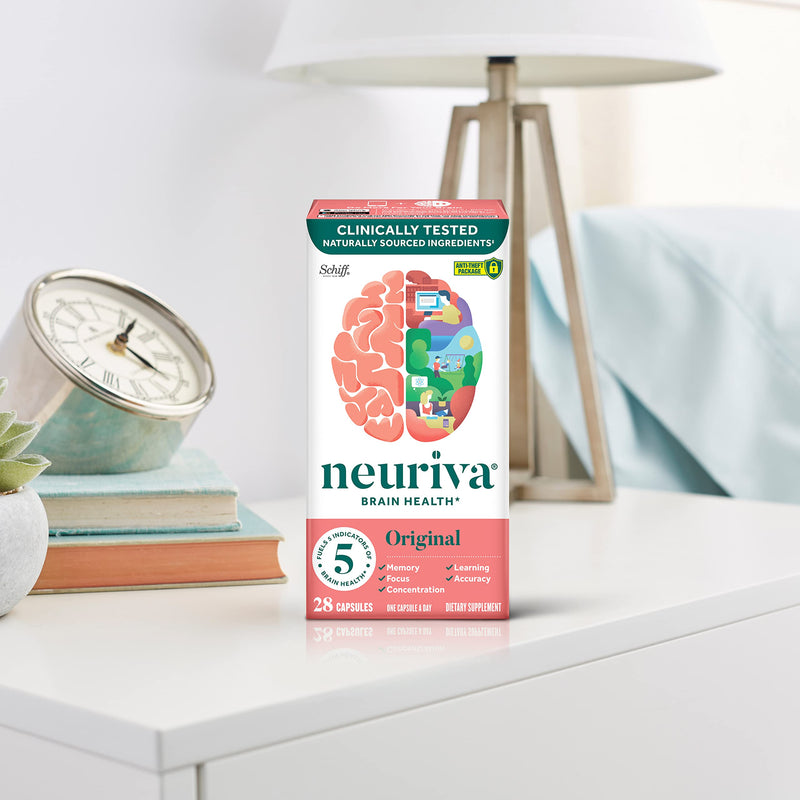 [Australia] - NEURIVA Original Decaffeinated Clinically Tested Nootropic Brain Supplement for Memory, Focus & Concentration, NeuroFactor & Phosphatidylserine, 28ct Capsules 