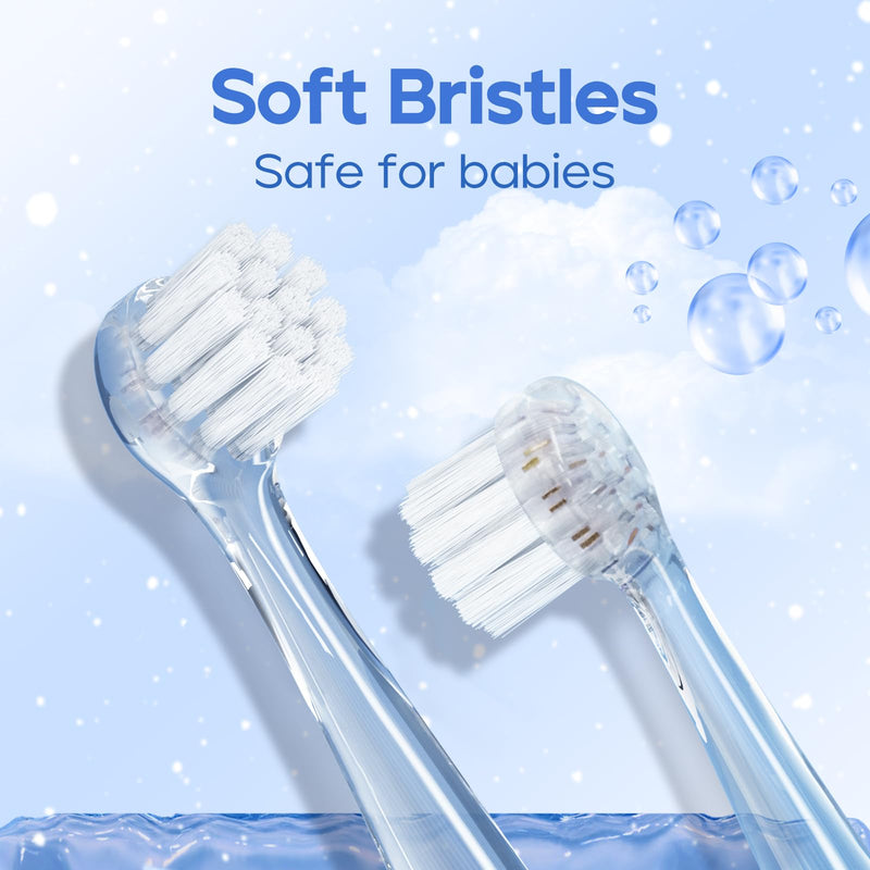 [Australia] - SEAGO Toddler Electric Toothbrushes for Baby Ages 0-3 Years, Baby Toothbrush with Smart Timer and Suction Base, 4 Replacement Brushheads (Blue-C) Blue-c 