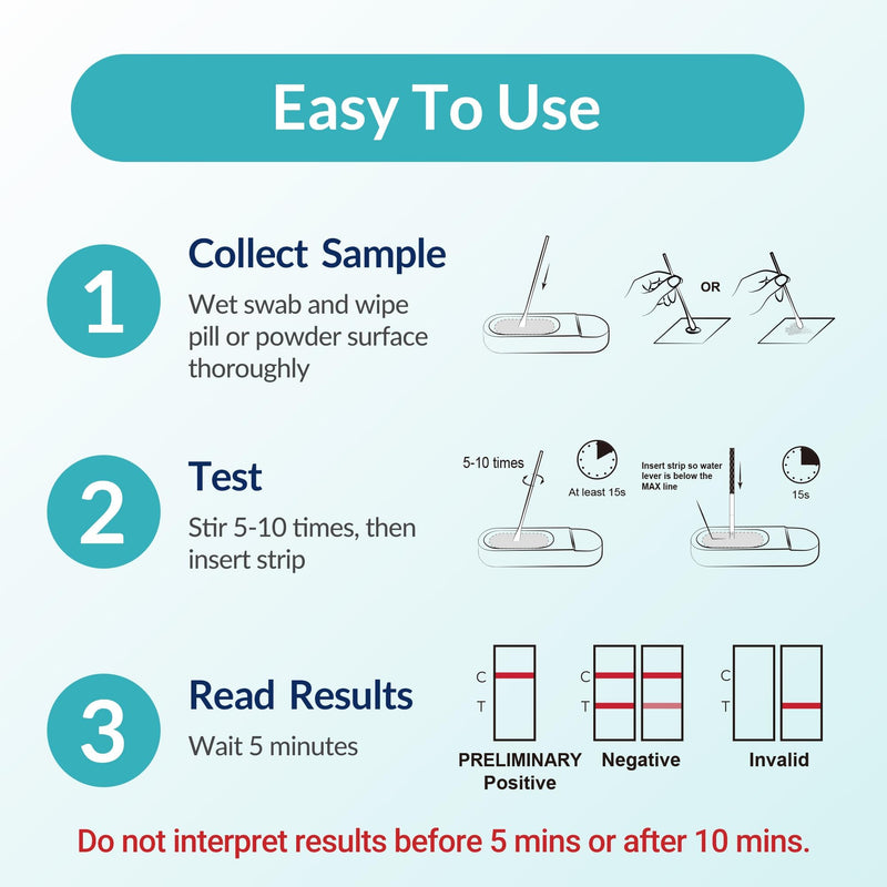 Fentanyl Test Strips, 5 ng/mL for Powders & Pills, 15 Pack | Reliable multi-tests for fentanyl screening, supporting community programs, recovery services, harm reduction initiatives