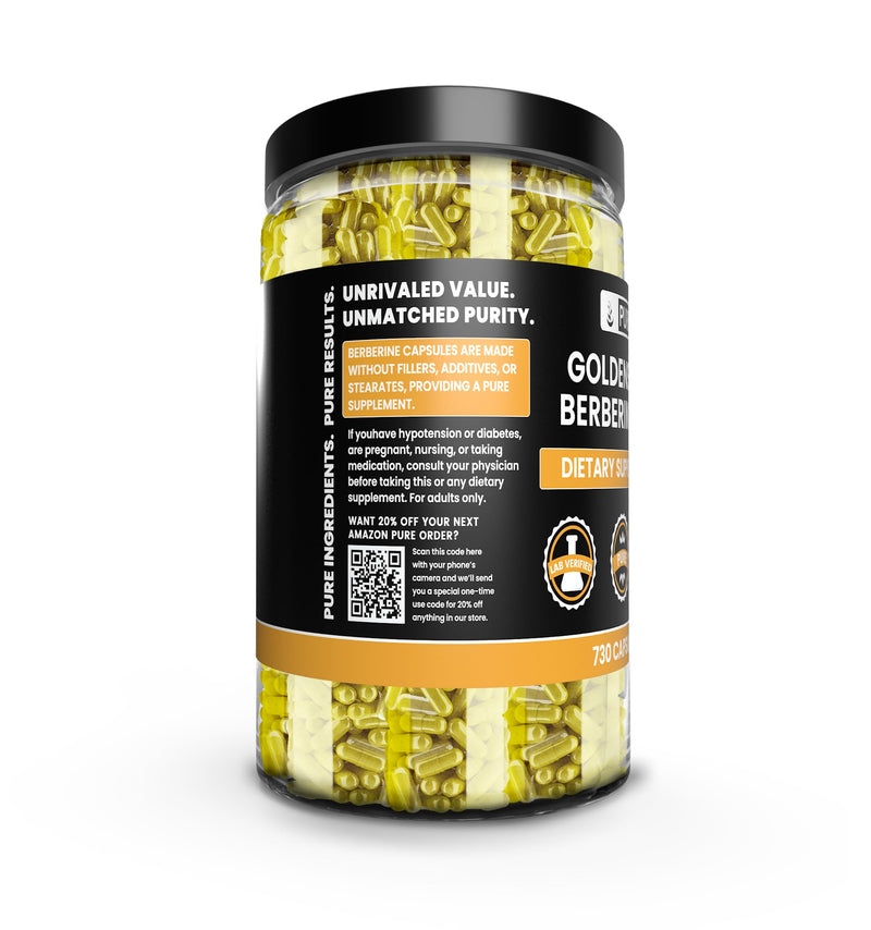 [Australia] - PURE ORIGINAL INGREDIENTS Goldenseal Berberine (730 Capsules) No Magnesium Or Rice Fillers, Always Pure, Lab Verified (730 Count) 730 Count (Pack of 1) 