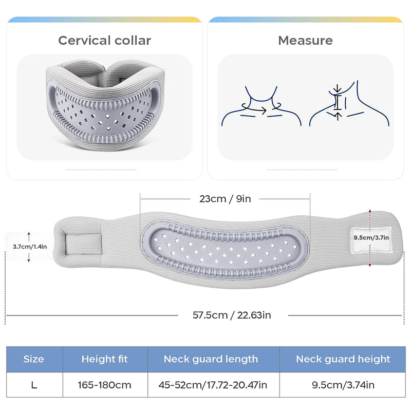 [Australia] - Neck Brace for Neck Pain and Support, Cervicorrect Silicone Foam Neck Brace, Adjustable Breathable Neck Brace for Sleeping to Relieve Pain Pressure (Gray - L) Gray 