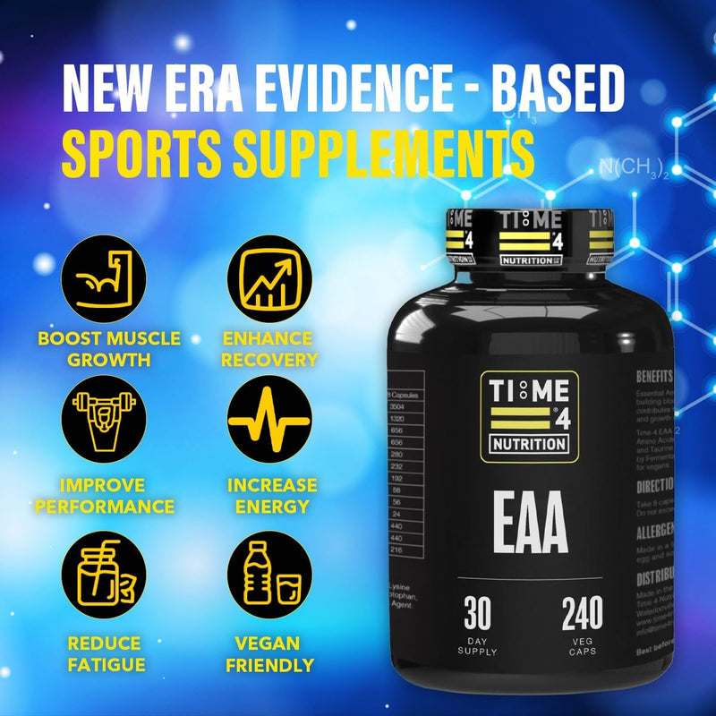 Essential Amino Acids 240 Vegan Capsules Contains All 9 EAAs, All 3 BCAAs + Glycine, Glutamine & Taurine for Muscle Growth & Recovery 30 Day Supply Fermented Amino Acids, High Leucine Content