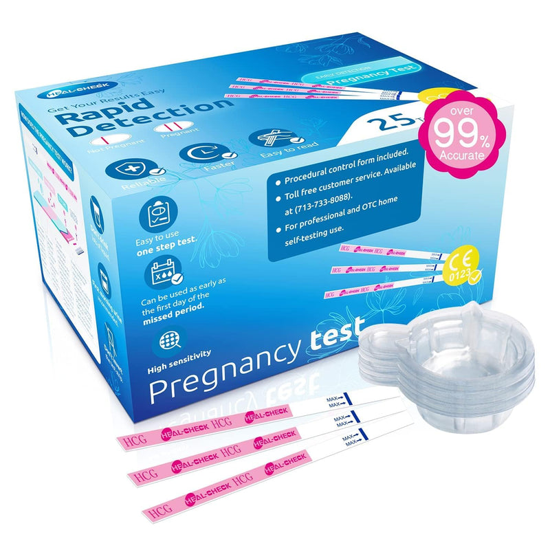 HEAL-CHECK Ovulation Test Strips 25 and Pregnancy Tests 25, Bulk Ovulation Predictor Kit for Women TTC, Over 99% Accuracy, Easy to Use at Home, Individually Wrapped, FSA HSA | 25LH+25HCG+50 Urine Cups