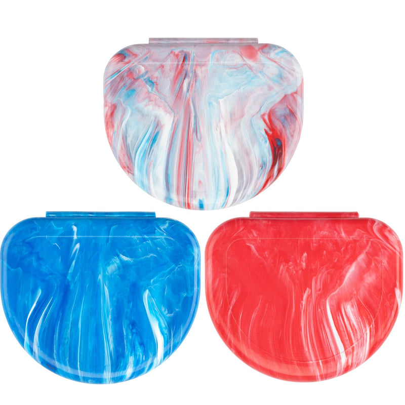 Practicon Marble Retainer Cases, Orthodontic Aligner Case, Mouth Guard Holder (3 Pack) (Patriot) Patriot
