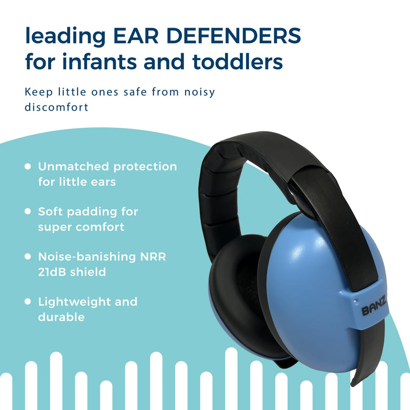 [Australia] - Banz Bubzee Baby Ear Defenders 0-36 Months, Noise Cancelling Headphones for Kids Blue 