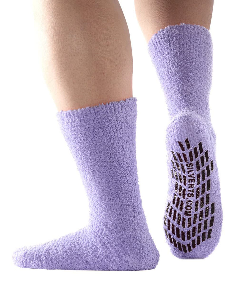 [Australia] - Silverts Men’s and Women’s Diabetic Gripper Non Skid Hospital Slipper Socks for Seniors - Clothing for Elderly X-Large Lavender 