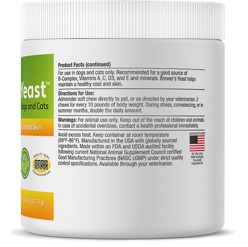 Green Pets Organics Natur-Yeast Brewer's Yeast for Dogs and Cats - Supports Immune System & Digestion, Promotes Healthy Skin & A Glossy Coat, 90 Soft Chews - PawsPlanet Australia