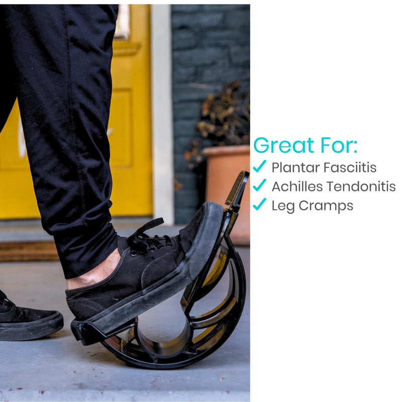 [Australia] - Vive Adjustable Calf Stretcher - Foot Rocker for Plantar Fasciitis - Achilles Tendon and Ankle Stretching Device - Calf Exerciser & Strengthener for Pain Relief & Prevention - Recovery Equipment Black 