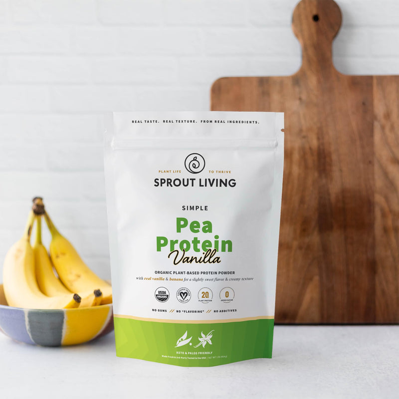 [Australia] - Sprout Living Organic Pea Protein Powder, Vanilla Flavor, 20 Grams of Plant Based Organic Protein Powder Without Sweeteners, Non Dairy, Non-GMO, Dairy Free, Vegan, Gluten Free (1 Pound, 15 Servings) Vanilla Pea Protein 1 Pound (Pack of 1) 
