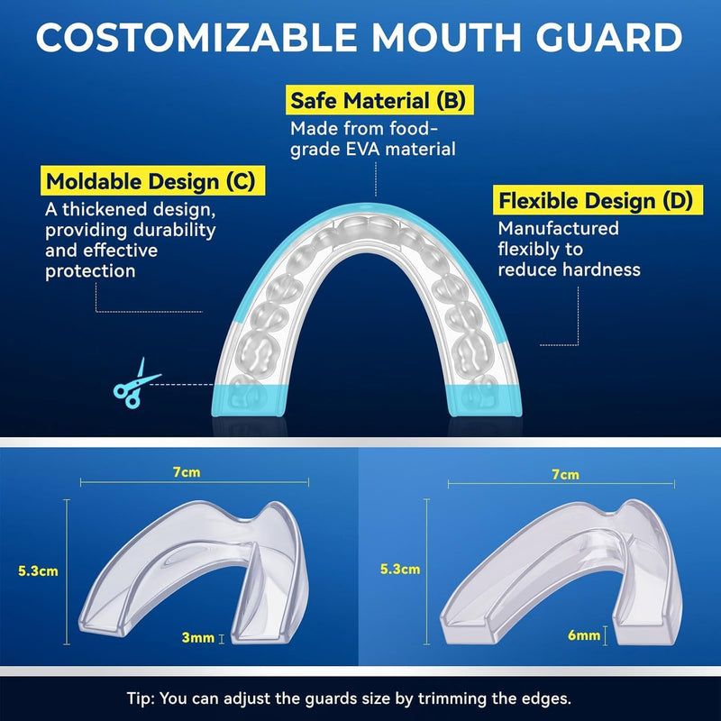 Mouth Guard for Grinding Teeth at Night: Mouth Guard for Sleeping - Night Guard for Teeth Grinding (Two Sizes /4 Packs) 4 Pack