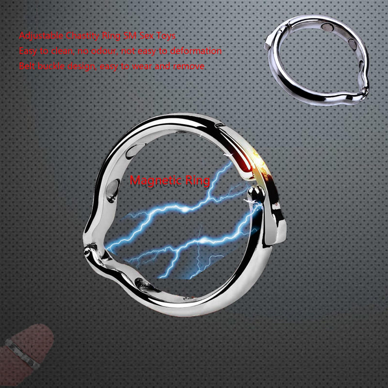 Cock Ring Metal Adjustable Penis Rings for Men Magnetic Scrotum Pendant New 3D Printing Pleasure Ring Adult BDSM Bondage Glans Chastity Sex Toys (S) S