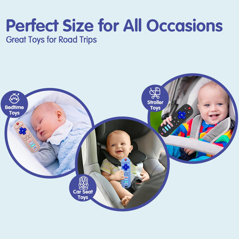 [Australia] - 2-Pack Baby Remote Control Teether Toy for Babies 6-36 Months Silicone Baby Teething Toys Boys Girls Baby Teething Toys (Black + Gray) Black + Gray 