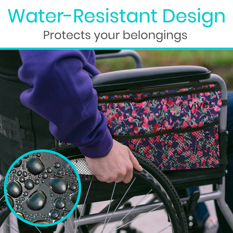[Australia] - Vive Walker Bag - Accessories Wheelchair Basket Pouch (Water Resistant) - Seniors Caddy Accessory Attachment for Folding, Rolling Walkers - Carry Storage Carrier Tote - Lightweight, Universal Size Pink Floral 