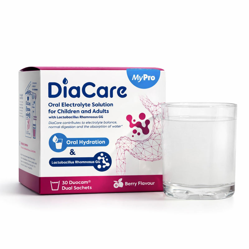 DiaCare Berry 30 Sachets Electrolytes and Probiotic | Berry Flavour Oral Electrolyte & Probiotic Sachets – 30 Sachets Oral Rehydration for Children and Adults