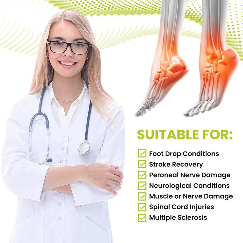 Bukihome Adjustable AFO Foot Drop Brace - Foot Support for Walking with Shoes, Socks, or Barefoot - Relieves Foot Drop, Plantar Fasciitis, Stroke & MS Recovery - Unisex（Include Left and Right）