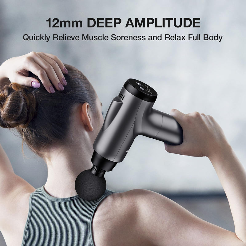 [Australia] - Massage Gun Deep Tissue, Handheld Electric Muscle Massager, High Intensity Percussion Massage Device for Pain Relief with 9 Attachments & 30 Speed(Grey) Grey 