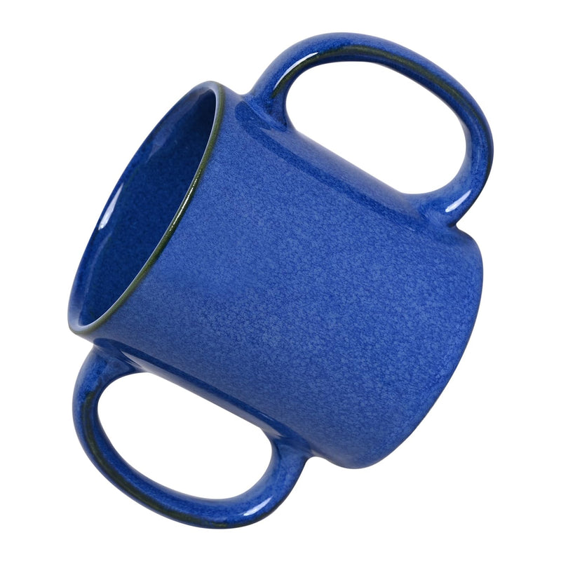 ANCIENTIMPEX Dual Handle Mug (Double Grip Mug) to Aid Tremors, Microwave Safe, 350 Ml Capacity (Elegant Blue)