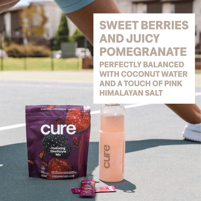 [Australia] - Cure Hydration | Plant-Based Electrolyte Drink Mix | No Added Sugar | FSA-HSA | Dehydration Relief Powder Made with Coconut Water | Non-GMO | Vegan | 28 Servings Jar - Berry Pomegranate 