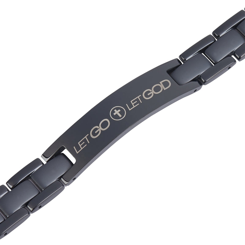 [Australia] - Let Go and Let God - Titanium Prayer Bracelet - Magnetic Therapy - Adjustable Black 