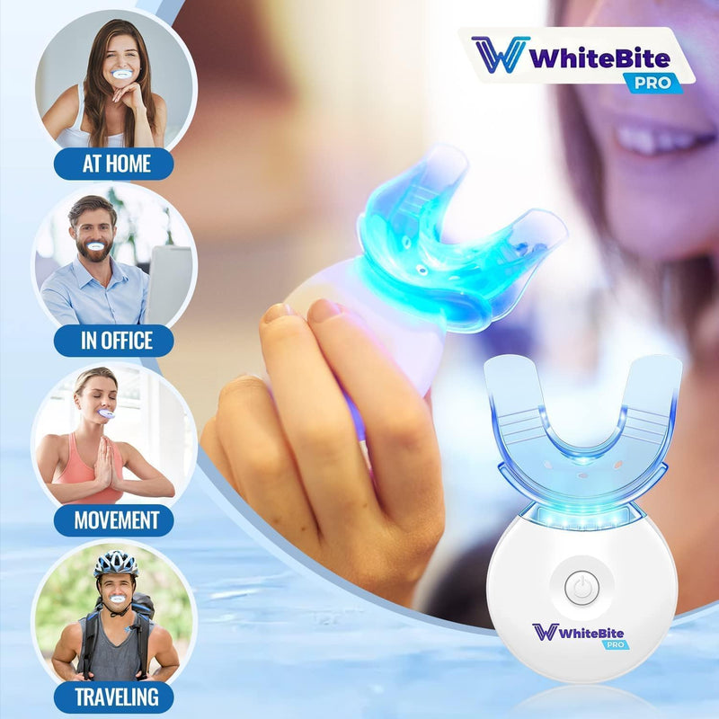Whitebite Pro Teeth Whitening Kit for Sensitive Teeth | 4 Whitening Gels & 2 Remineralizing Gels | LED Light System for Fast Results | Professional Dental Grade | Enamel Safe Frozen Air