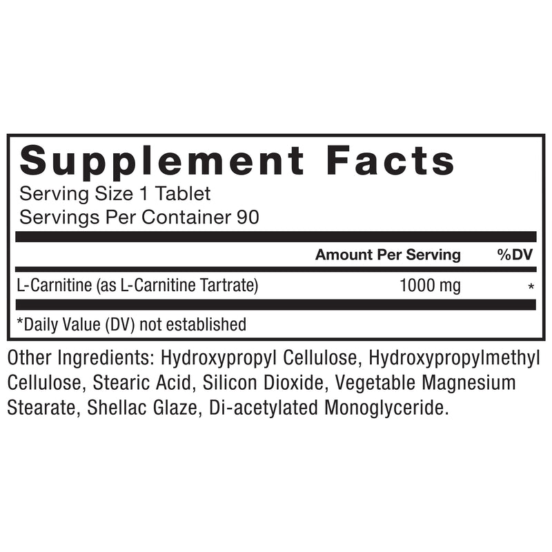 [Australia] - FORCE FACTOR L-Carnitine Supplement, L Carnitine Tartrate 1000mg Tablets to Convert Fat Into Energy, Support Muscle Recovery, and Boost Exercise Performance, Vegan, Non-GMO, 90 Vegetable Capsules 