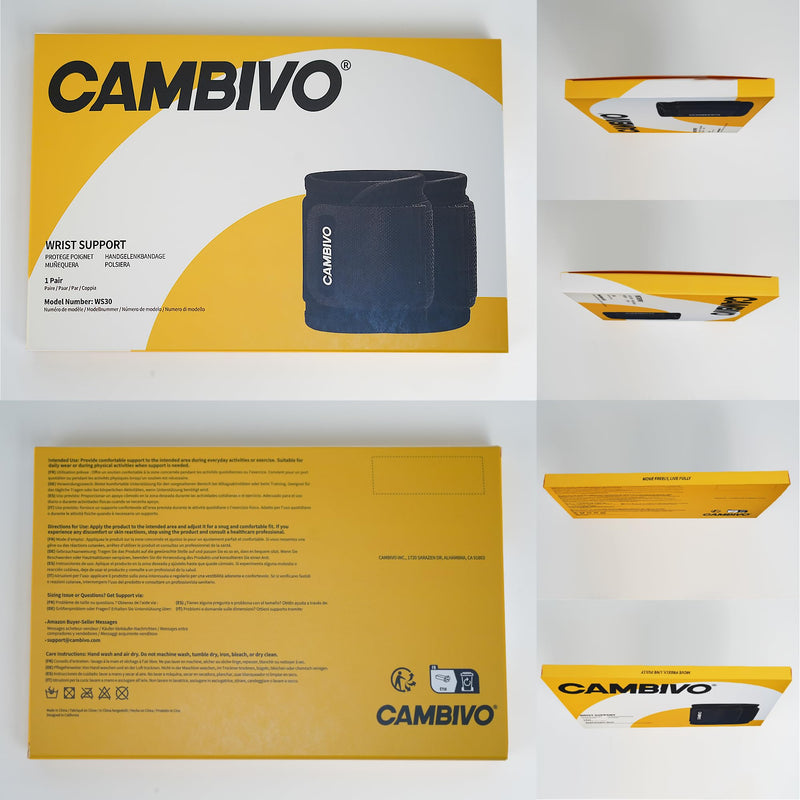 [Australia] - CAMBIVO Wrist Wraps for Men and Women 2 Pack, Adjustable Compression Wrist Brace for Carpal Tunnel, Wrist Support, Pain Relief, Lifting Straps Wrist Bands for Fitness, Weightlifting, Gym Workout Black 