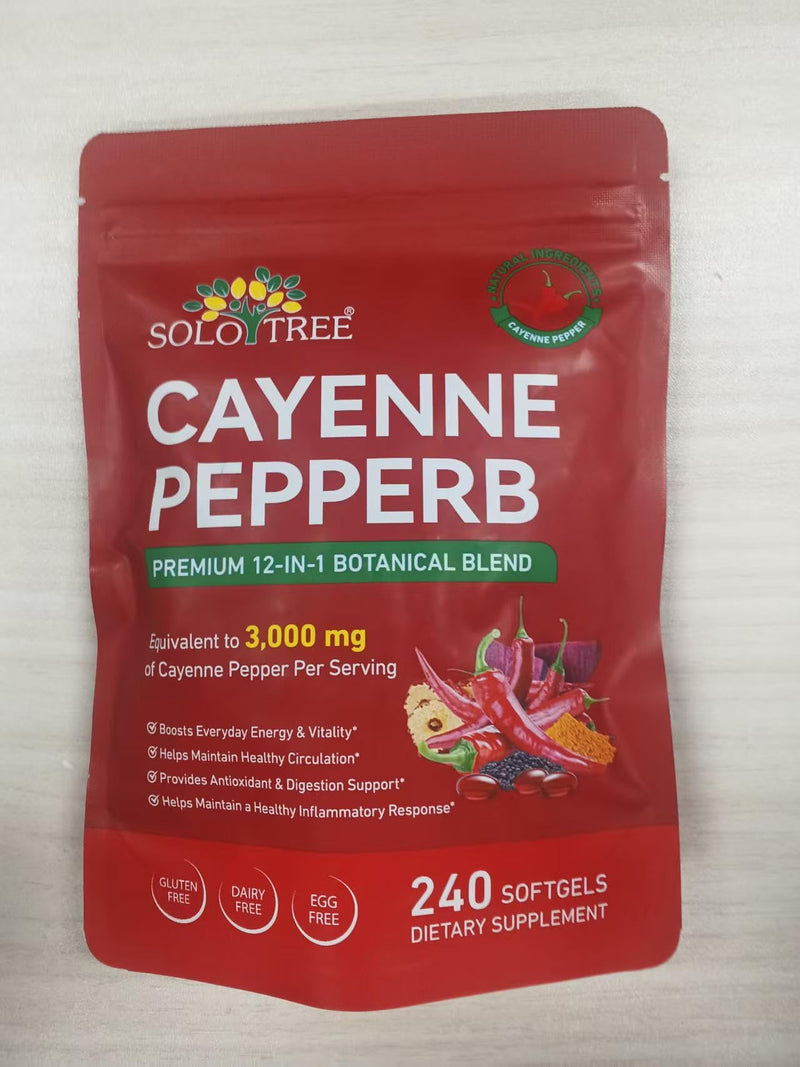 Cayenne Pepper Softgels – 12-in-1 per Serving with Vitamins D3, K2 & E – Supports Healthy Circulation, Digestion & Daily Energy –with Hawthorn, Beetroot & Turmeric, Easy to Swallow Softgels 240 Count