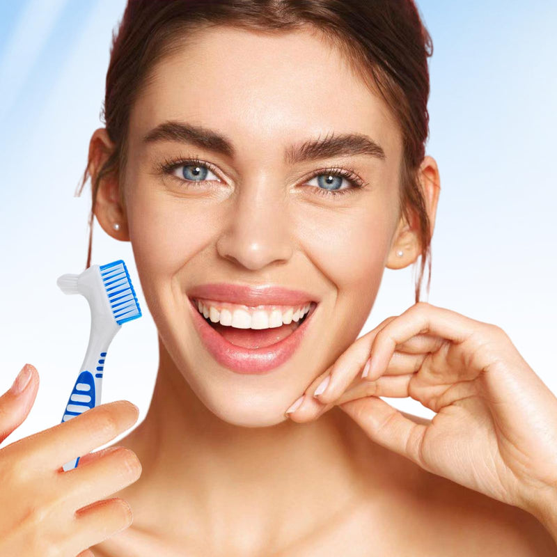 [Australia] - VARKAGE Pack of 5 denture toothbrushes, toothbrush for dentures with 3 denture pullers, denture brush for all types of dentures to make them cleaner 