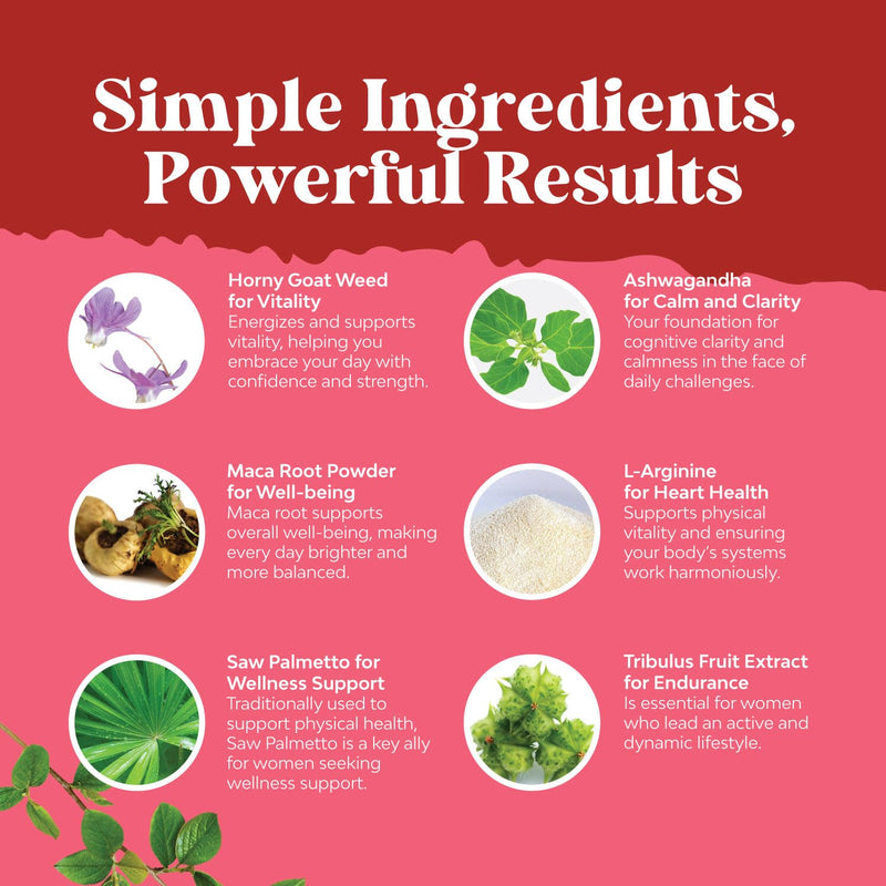 [Australia] - Horny Goat Weed for Women Complex - Invigorating Female Support Blend with Ashwagandha Panax Ginseng and Maca Root Capsules for Women for Helps Increase Drive Energy and Mood and Curb Dryness 
