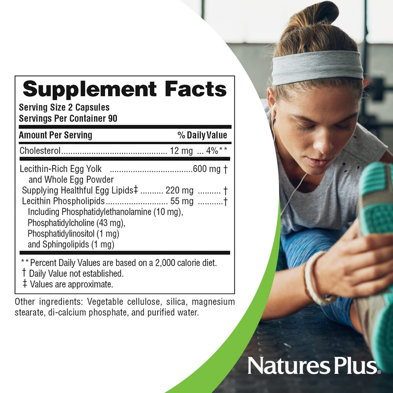[Australia] - Natures Plus - Egg Yolk Lecithin 600 mg, 180 Vegetarian Capsules 