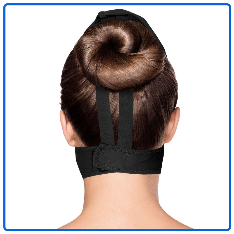 [Australia] - Post Surgical Chin Strap Bandage for Women - Neck and Chin Compression Garment Wrap - Face Slimmer, Jowl Tightening (M) Medium (Pack of 1) Black 