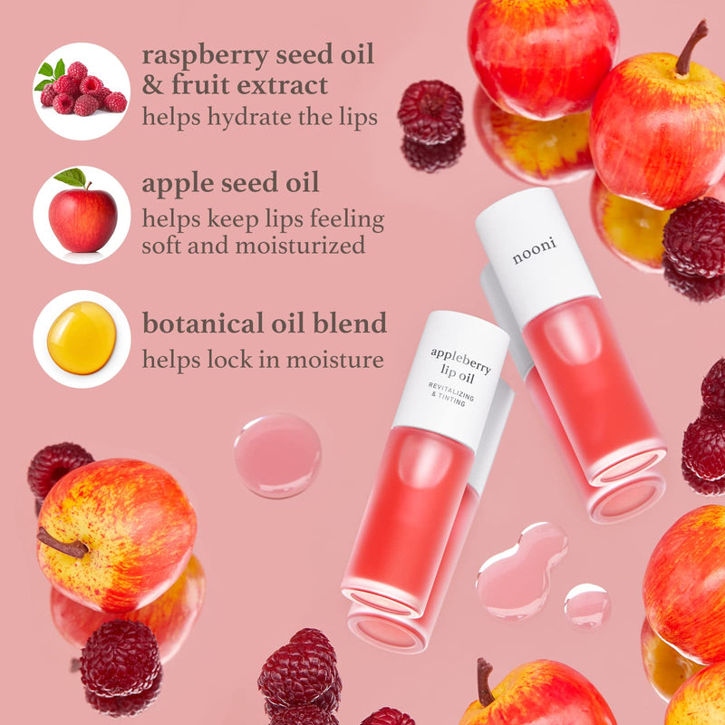 NOONI Best Lip Duo | Applebutter Lip Mask and Appleberry Lip Oil Value Set | with Shea Butter, Apple Seed Oil and Vitamins, Overnight Lip Mask, Hydrating Lip Balm, Korean Lip Butter, Moisturizing