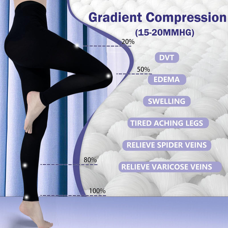 [Australia] - Compression Pantyhose for Women Men, 15-20 mmHg Footless Medical Graduated Compression Tights Compression Stockings L Black 