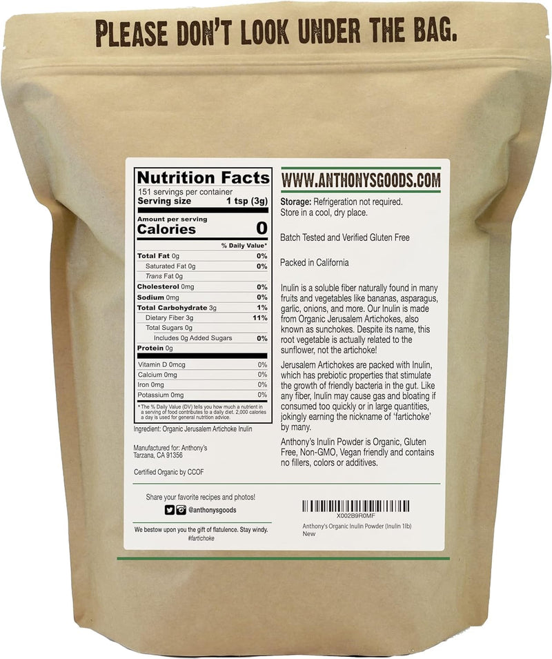 [Australia] - Anthony's Organic Inulin Powder (1 Pound) 1 Pound 