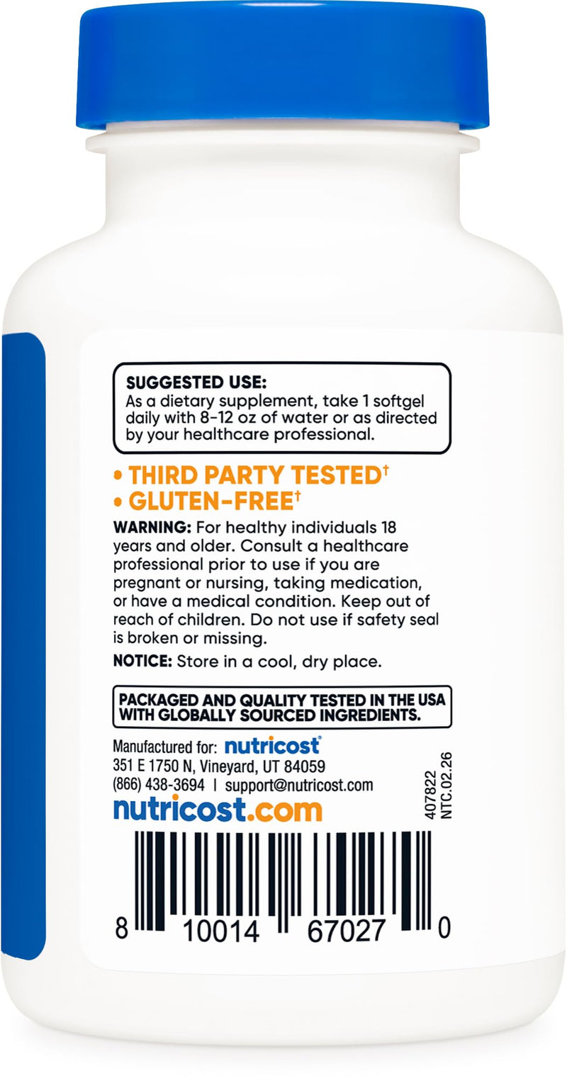 Nutricost Biotin (5,000mcg) 150 Softgels - Vitamin B7 - Gluten Free, Non-GMO 150 Count (Pack of 1)