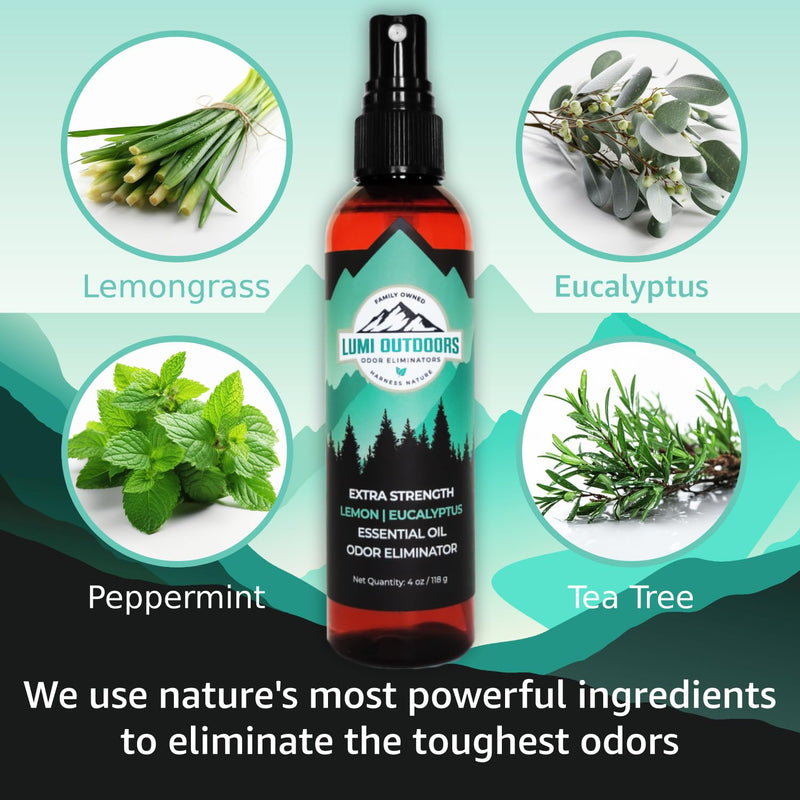 [Australia] - Lumi Outdoors Natural Shoe Deodorizer Spray 3 Pack Bundle - Lemon Eucalyptus, Citrus Tea Tree, Lavender Tea Tree 